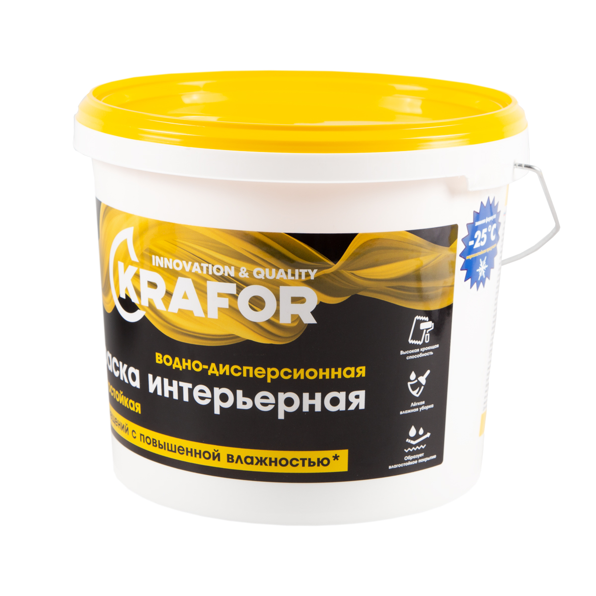 Краска в/д латексная  интер. влагостойкая  6,5 кг (1) "krafor"   (желт.)