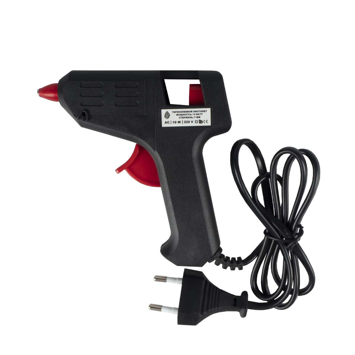 Пистолет термоклеевой 10 вт (стержень 7 мм) (1/25/50) "кедр" 015-1010
