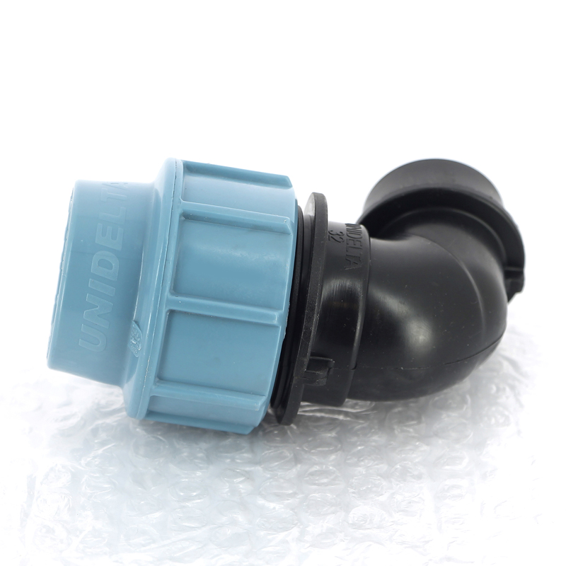 Угол-переходник обжимной ВР 32 x 3/4" для полиэтиленовых труб (ПНД) UNIDELTA