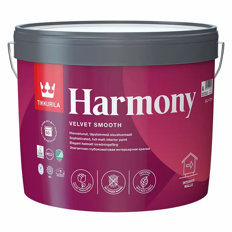 TIKKURILA HARMONY краска акрилатная, стойкая к мытью, глубокоматовая, база C (9л)