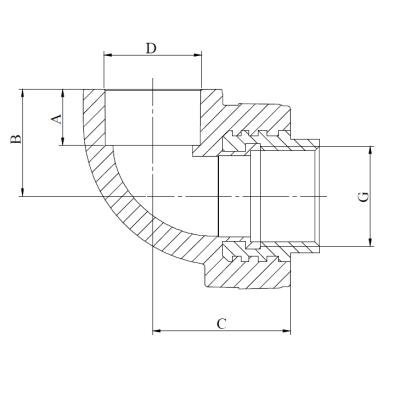 Колено комбинированное под ключ 90° 32 х 1" (ВР) ПП (PP-R100) серый HEISSKRAFT