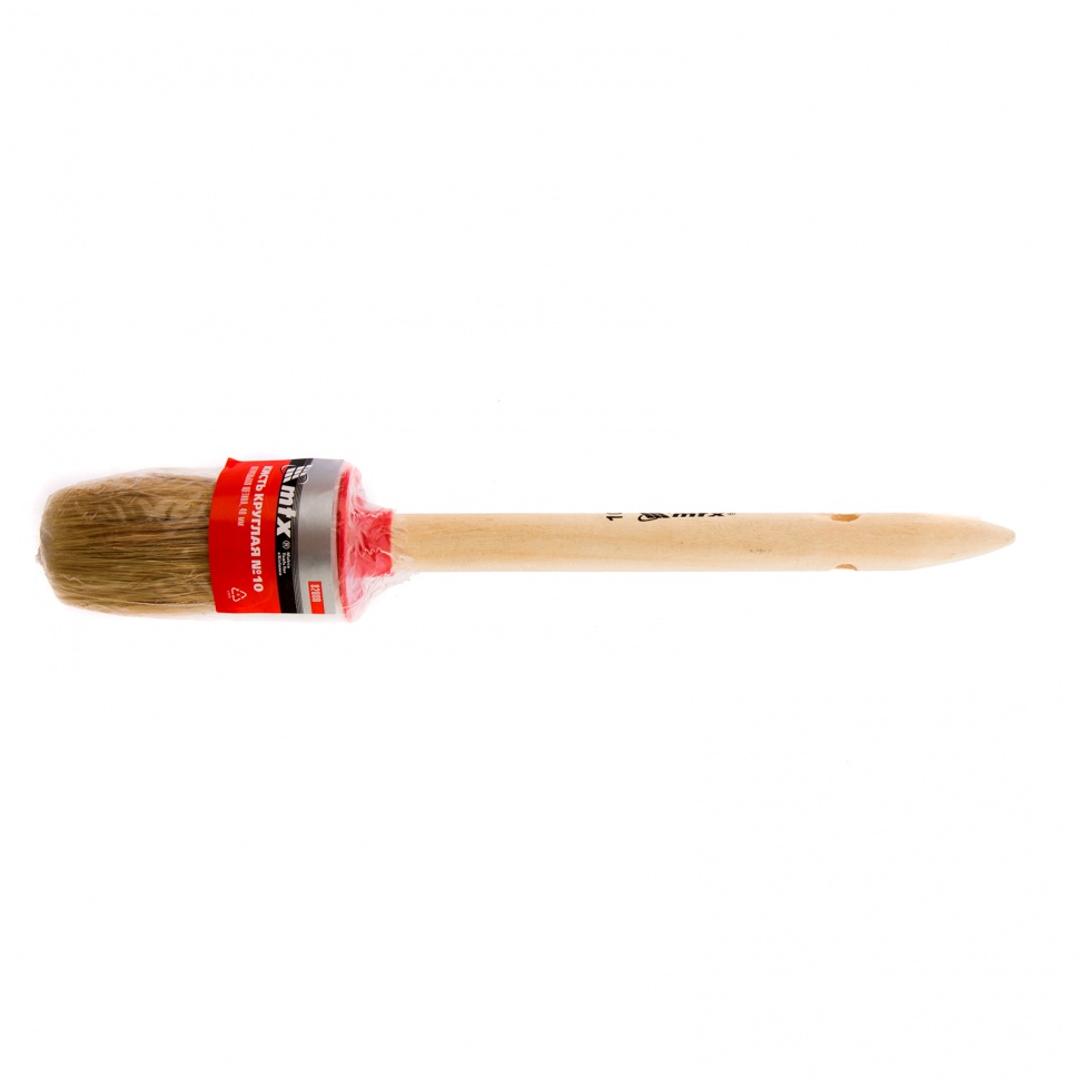 Кисть круглая №10 (40 мм), натуральная щетина, деревянная ручка MTX (82080)