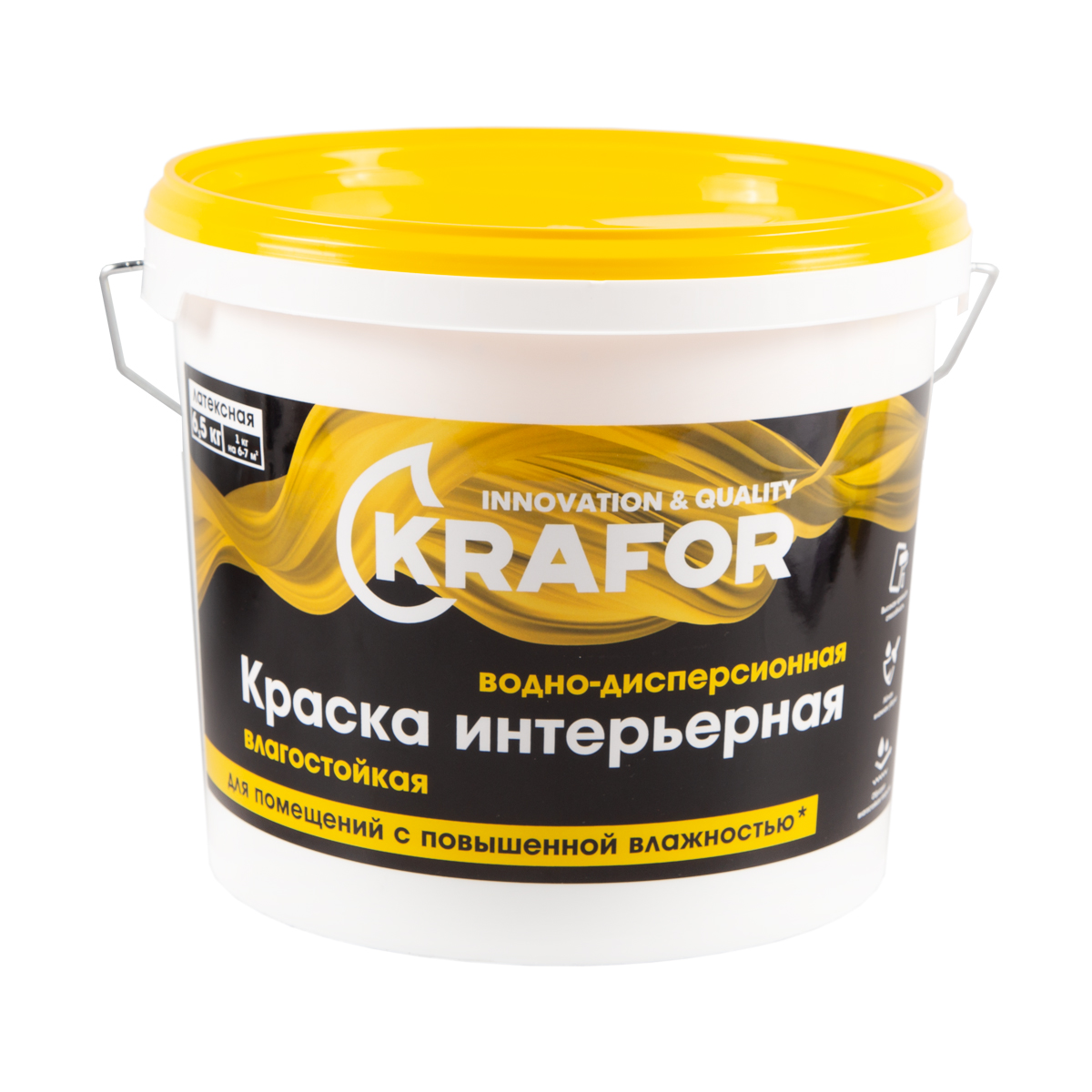 Краска в/д латексная  интер. влагостойкая  6,5 кг (1) "krafor"   (желт.)