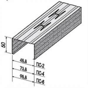 Профиль металлический для ГКЛ ГВЛ Гипсокартона стоечный ПС-2 50х50х0,5 мм L4м Албес
