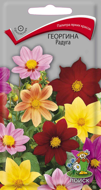 Семена цветов георгина "радуга" ("1) 0,3 г (10/100) "поиск"