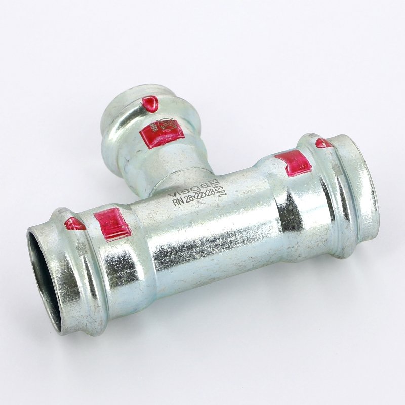 Тройник пресс 28x22x28 оцинкованная сталь Prestabo VIEGA