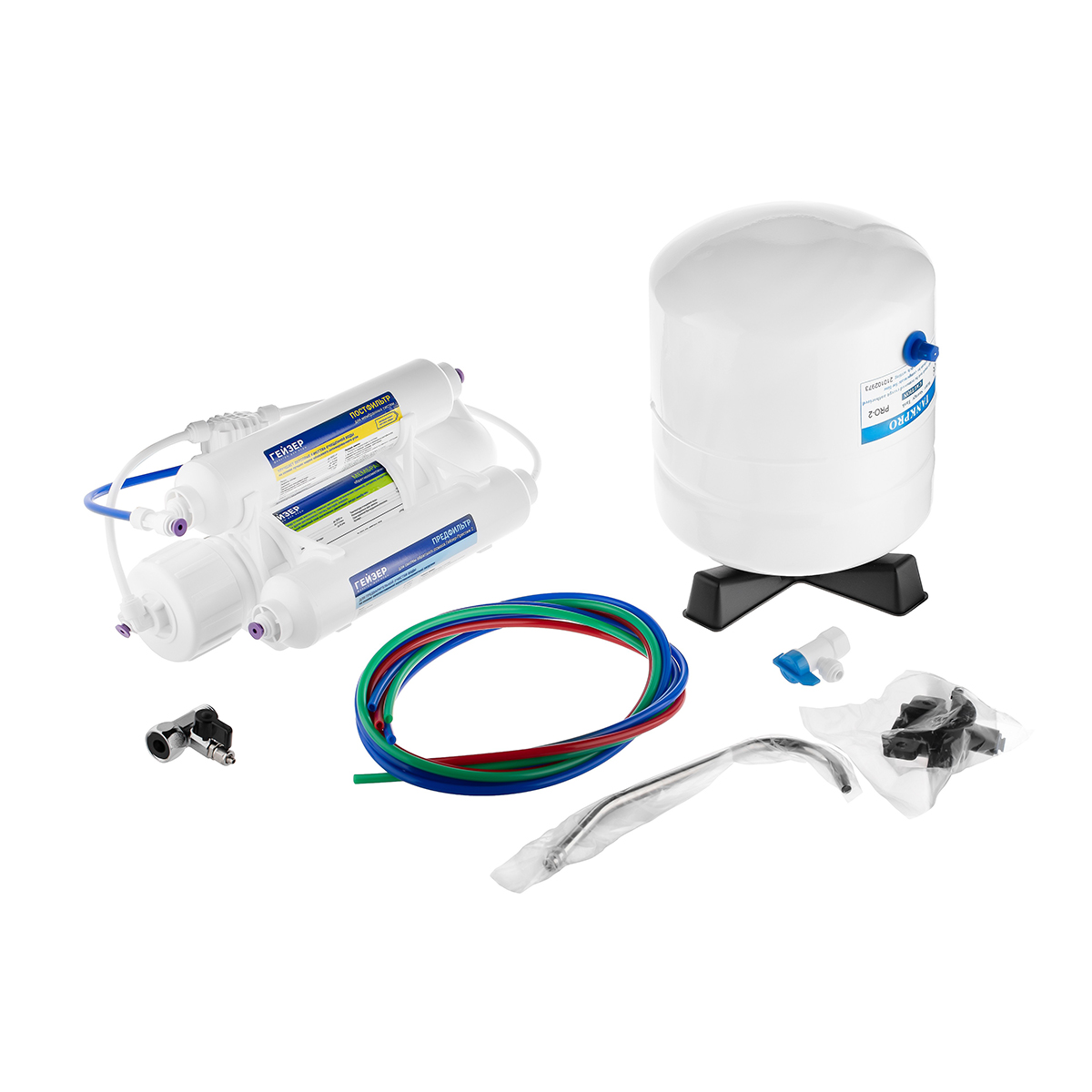 Система очистки воды обратного осмоса "престиж 2" 3 ступени бак 8 л (1) "гейзер"