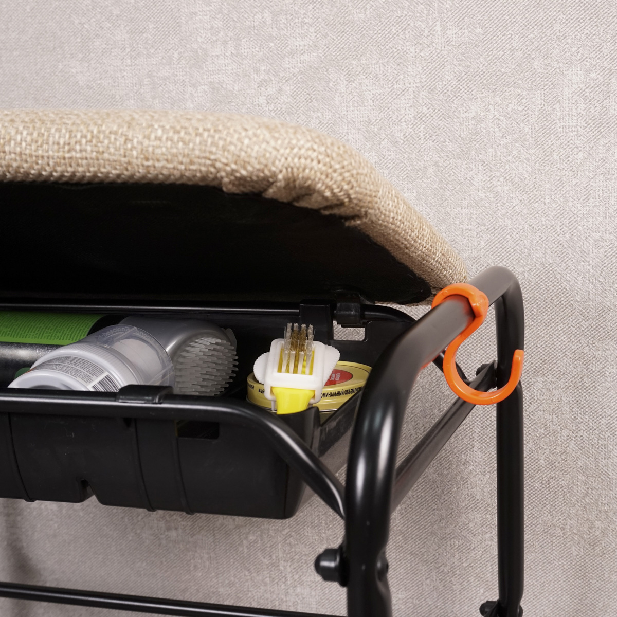 Подставка для обуви "уют 23" 2 полки с сиденьем и ящиком (300*650*480 мм) черный (1) пдоу23ся ч