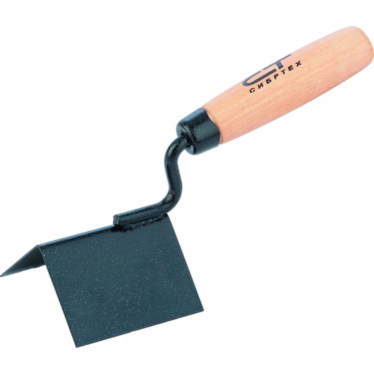 Кельма угловая, 80 х 60 х 60 мм, стальная, для внешних углов, буковая ручка Сибртех (86311)