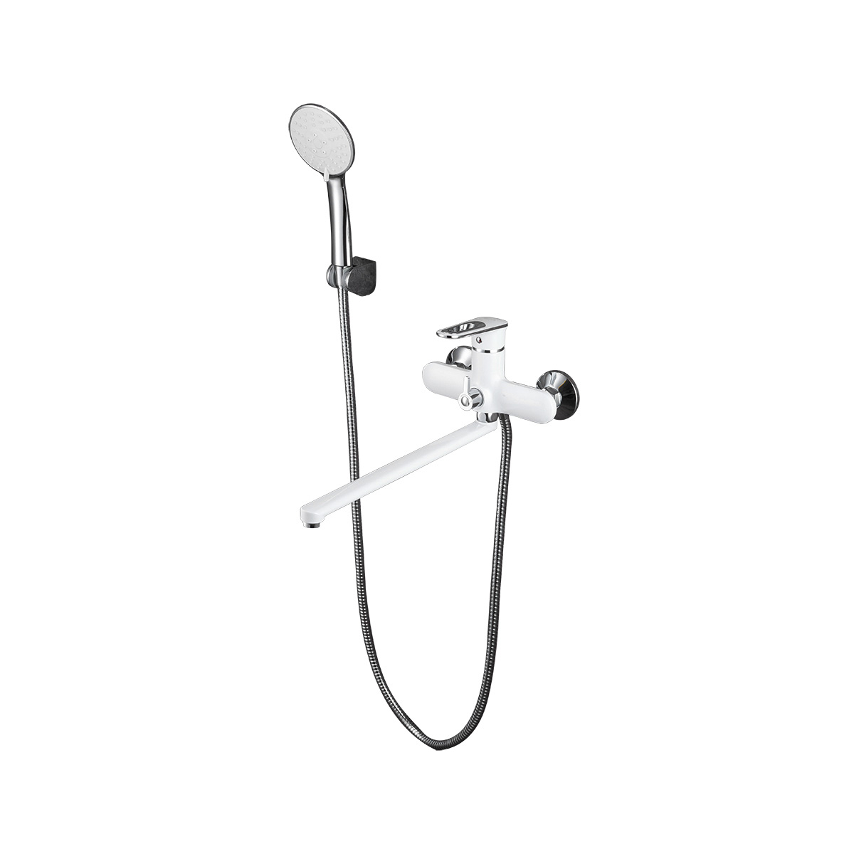 Смеситель для ванн f2249 длинный поворотн. излив, белый/хром (1/8) "frap"