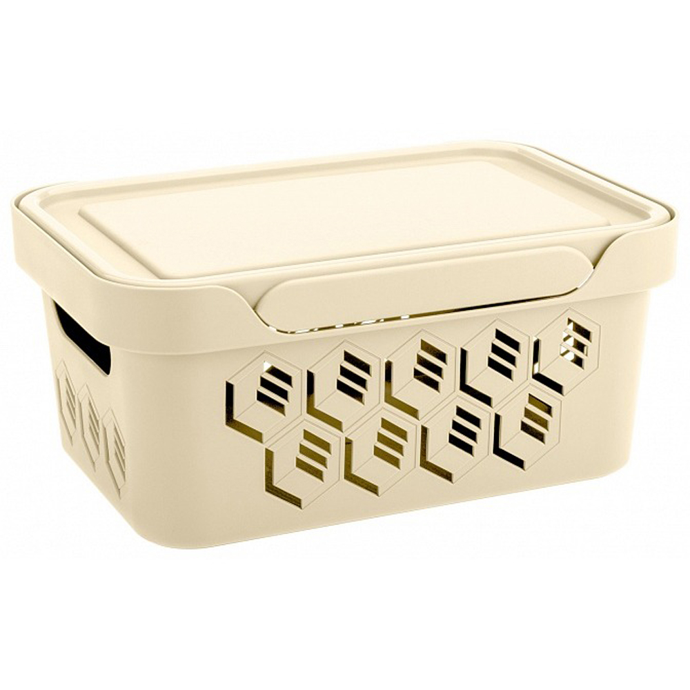Ящик универс. с крышкой "deluxe" 270*190*120 мм 4,6 л (бежевый) (1/12) "бытпласт"