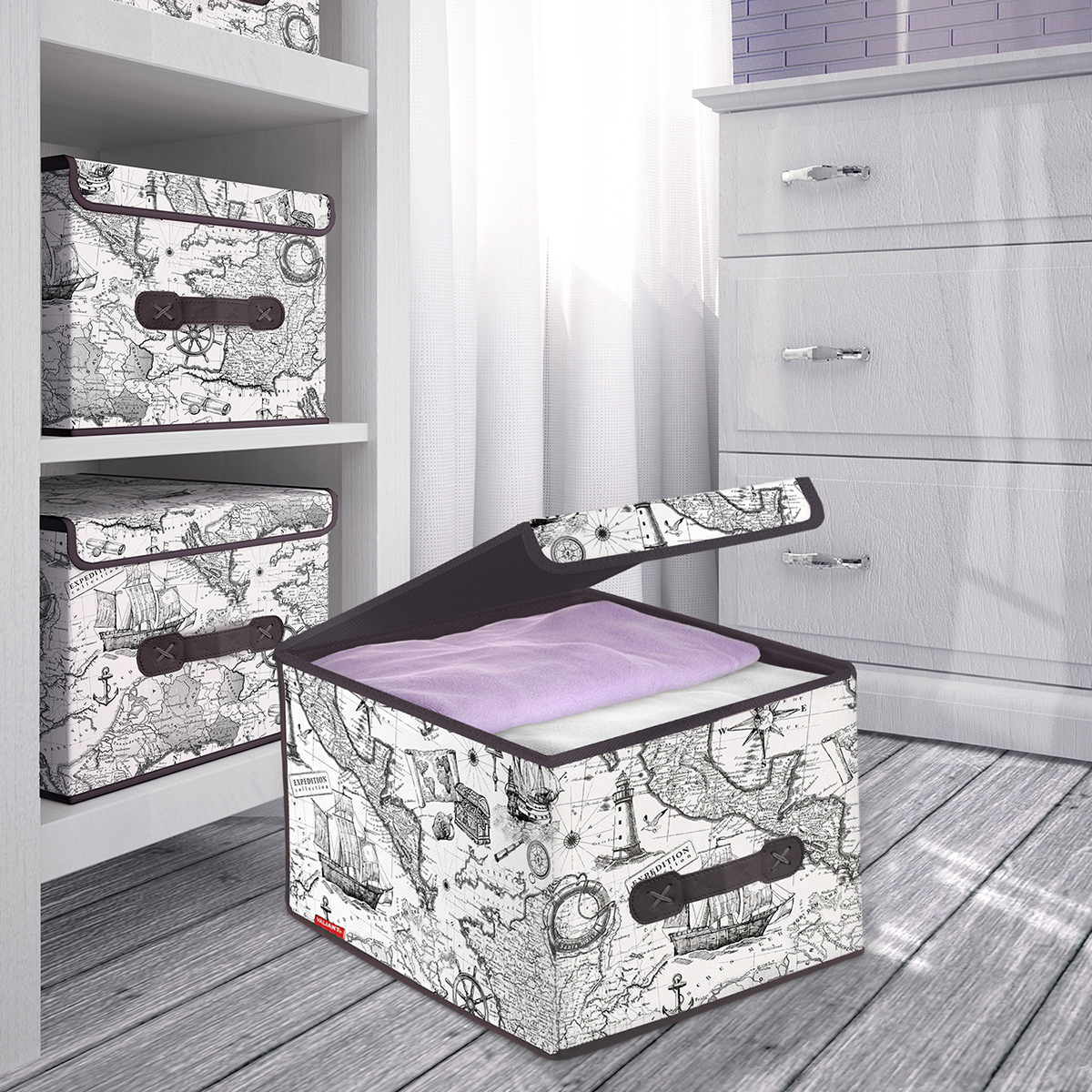 Короб для хранения "expedition" 30*40*25 см с крышкой (1/18) "valiant" ex-box-lm