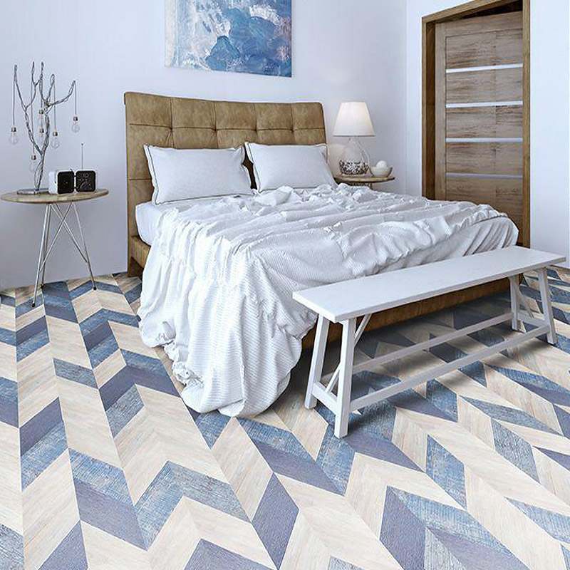 Пробковый пол Corkstyle Chevron Blue (glue) 6 мм