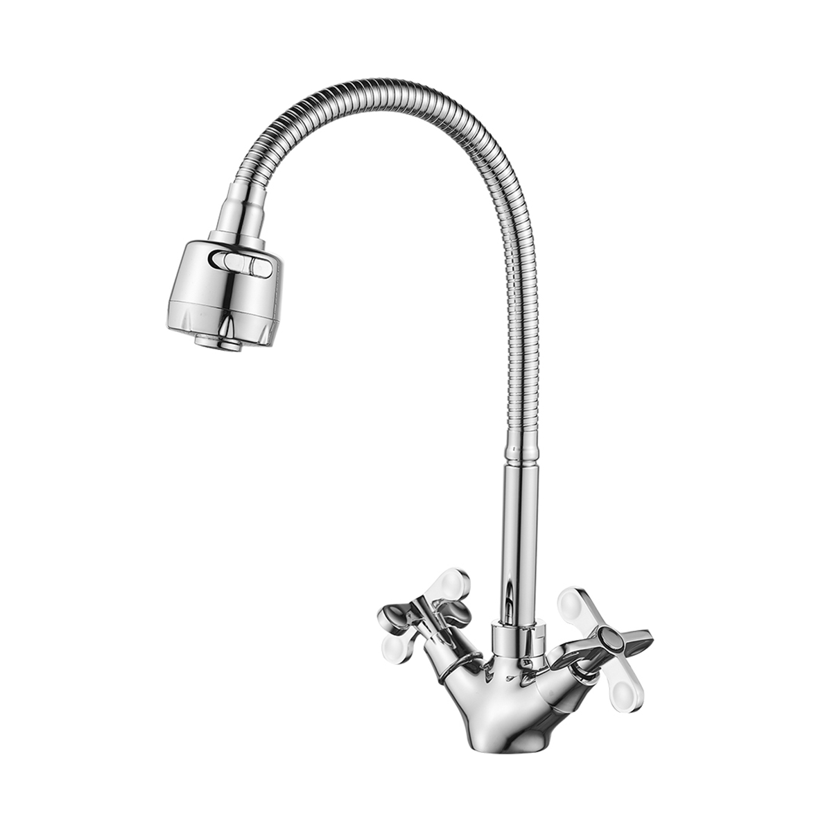 Смеситель для кухни  rs42-75  высокий гибкий. излив, двухвентильный (1/12) "rossinka"