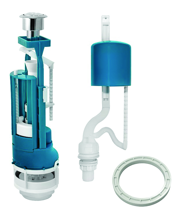 Арматура водосливная 2 кноп. (хром), нижний подвод (1/20) "инкоэр" сб2-нпрнрф-аа-в р