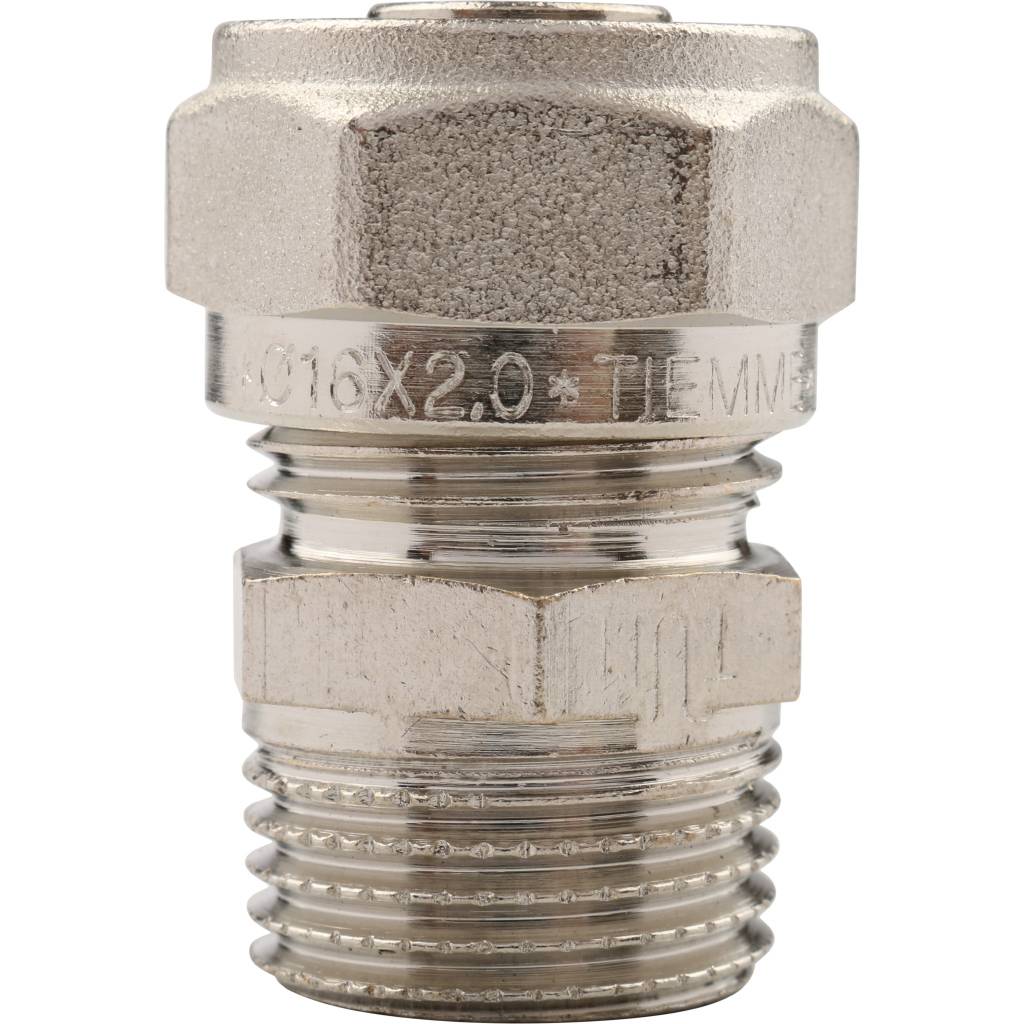 Обжимная муфта НР 16 х 1/2" TIEMME для металлопластиковых труб