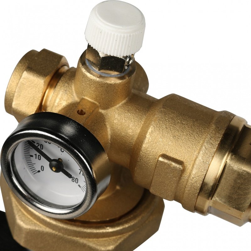 Смесительный узел STOUT 1" с термостатическим клапаном и насосом