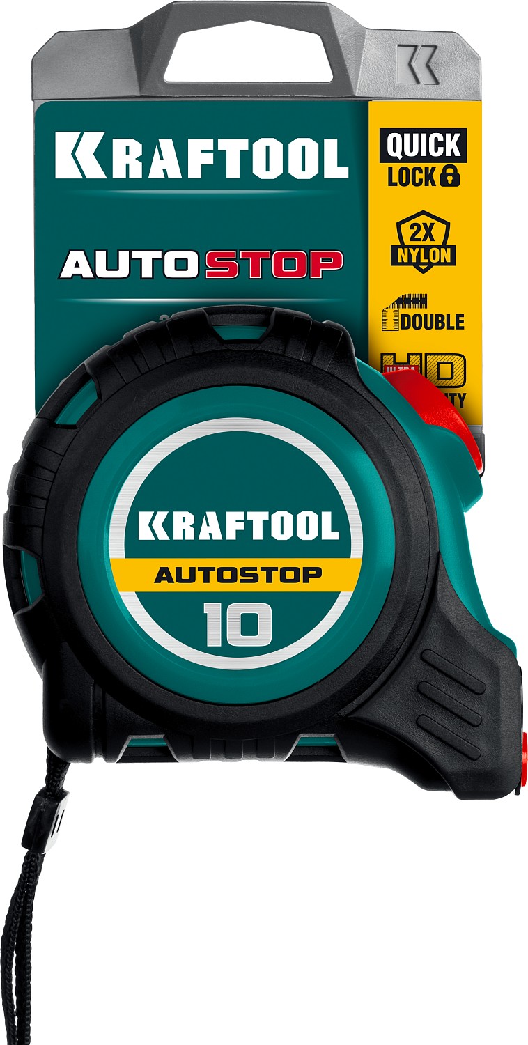 KRAFTOOL AutoStop, 10 м х 25 мм, рулетка с автостопом (3412-10-25)