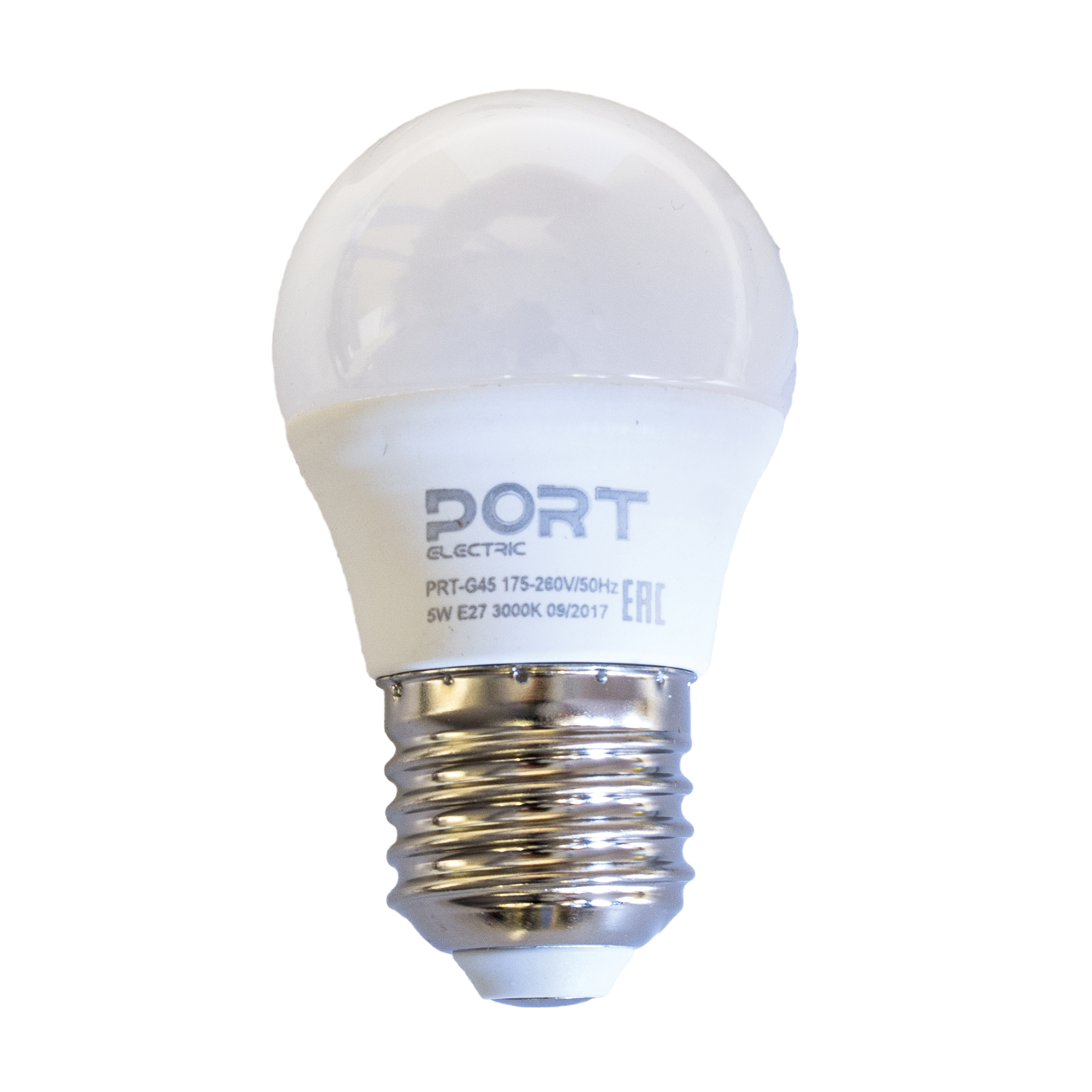Лампа светодиодная (led)  "port" g45  шар  05w 3000 к  e27, матов., тепл. свет (10/100)
