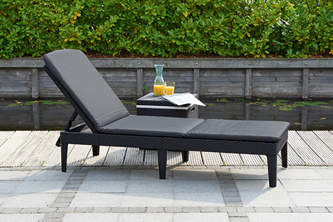 Шезлонг Джайпур (Jaipur) серый с матрасом