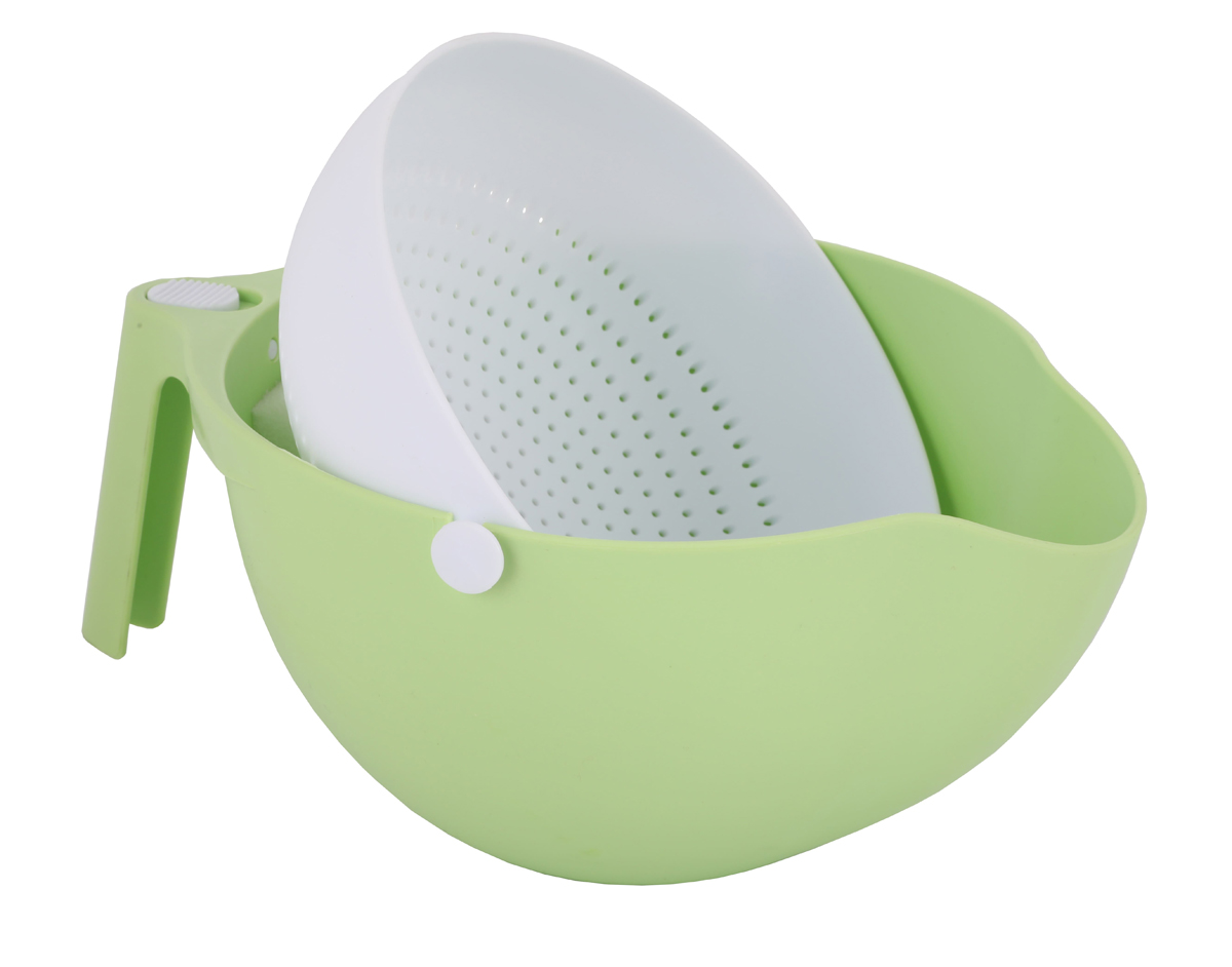 Дуршлаг пласт. "джем" 260*85*105 мм с ручкой (зеленый) (1/24) "альтернатива" м8186