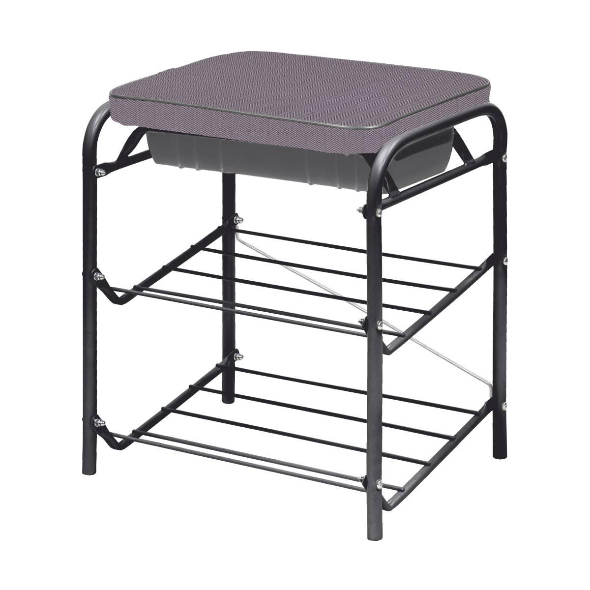 Банкетка 2 полки, мягкое сиденье с ящиком "haushalt" нб1/н (в ёлочку) 44 х 33 х 51,6 см (1) "ника"