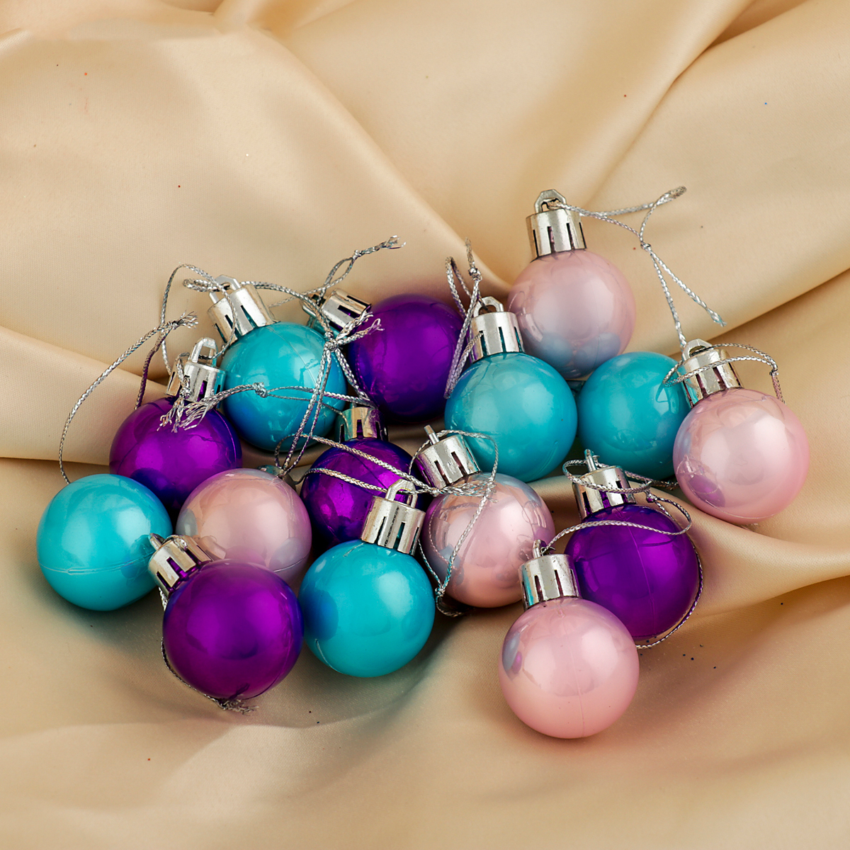 Шары новогодние d-3 см (набор 15 шт.) "жемчуные" цвет микс  "зимнее волшебство" 3505682