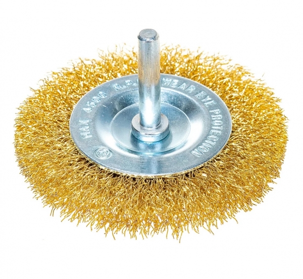 Щетка крацовка дисковая со шпилькой латунь RemoColor