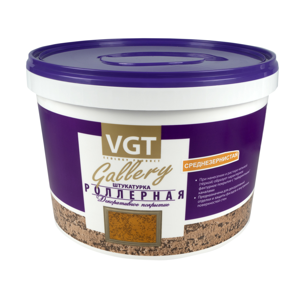 Штукатурка "роллерная" среднезернист.18 кг (1) "vgt gallery"