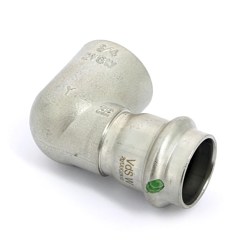 Угол пресс-В компактный 22x3/4" нержавеющая сталь Sanpress Inox VIEGA