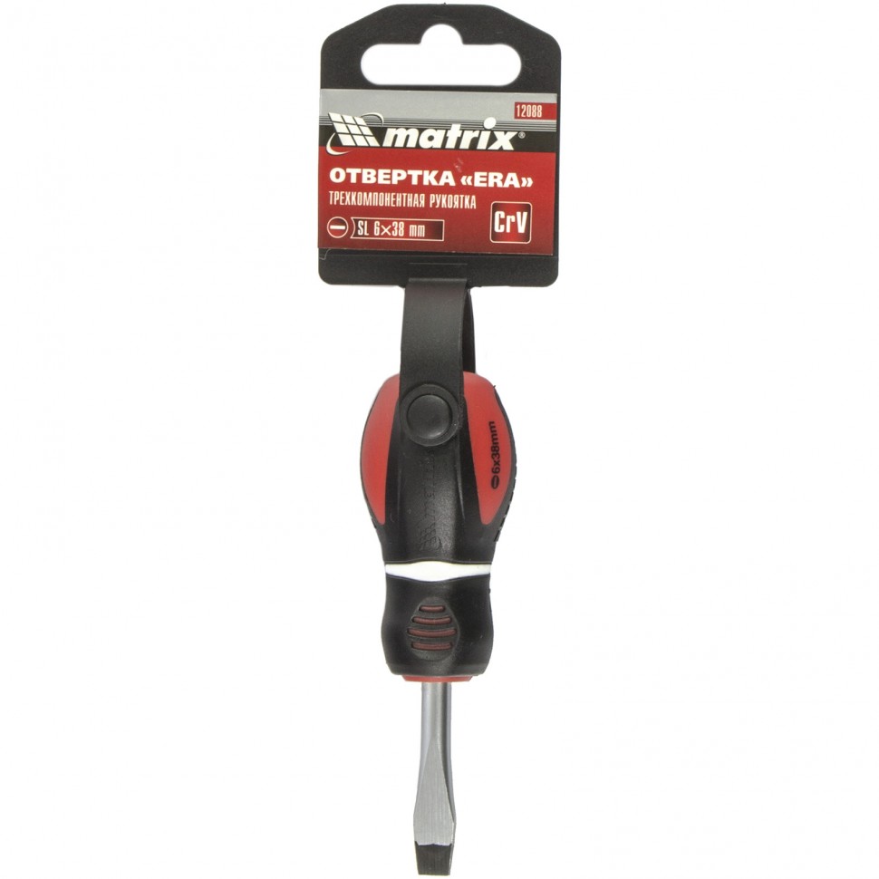 Отвертка "Era", SL6 х 38 мм, CrV, трехкомпонентная рукоятка Matrix (12088)