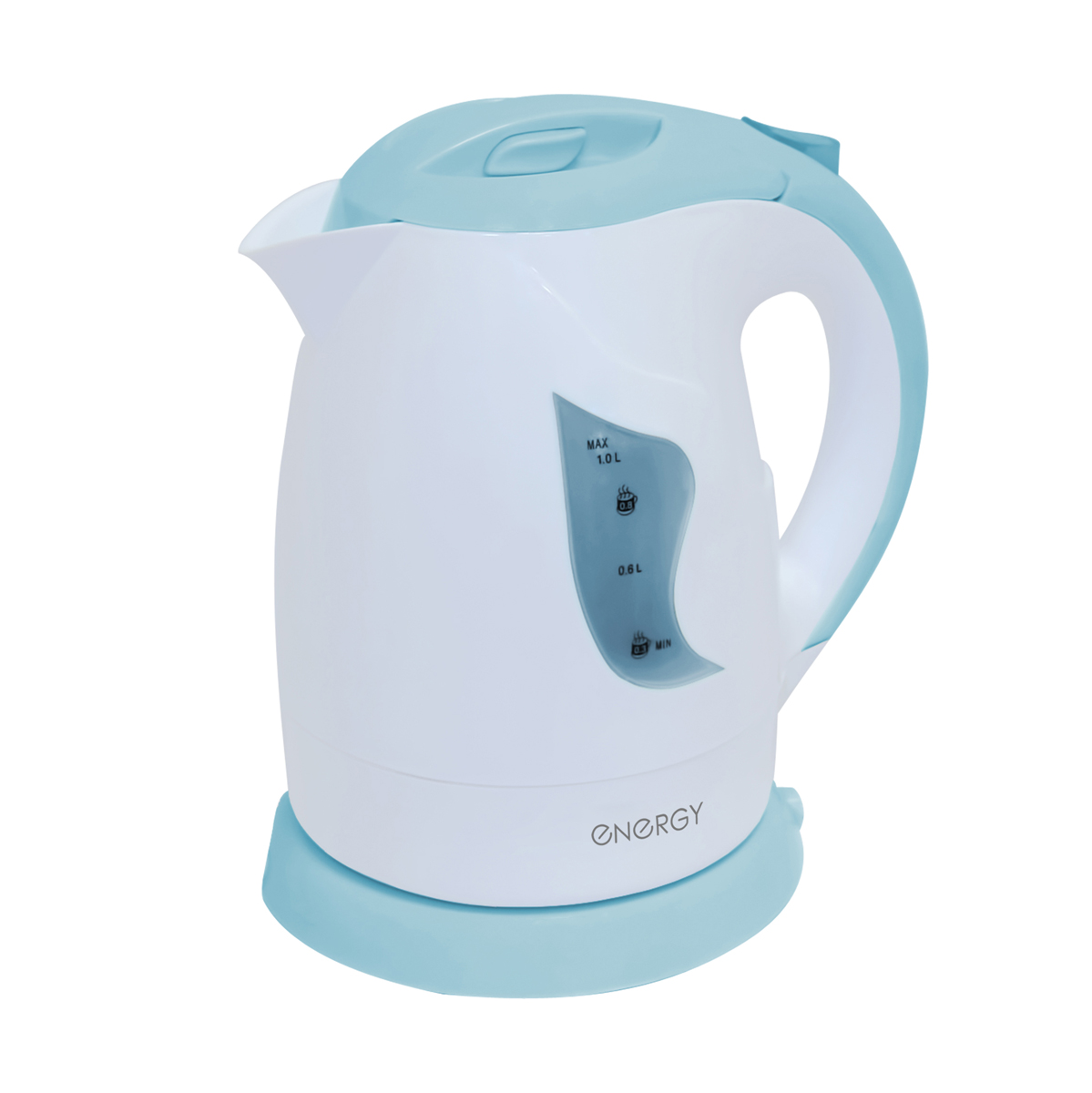 Чайник электр. "energy" e-209 1 л (1/12) пластик (бело-голубой)