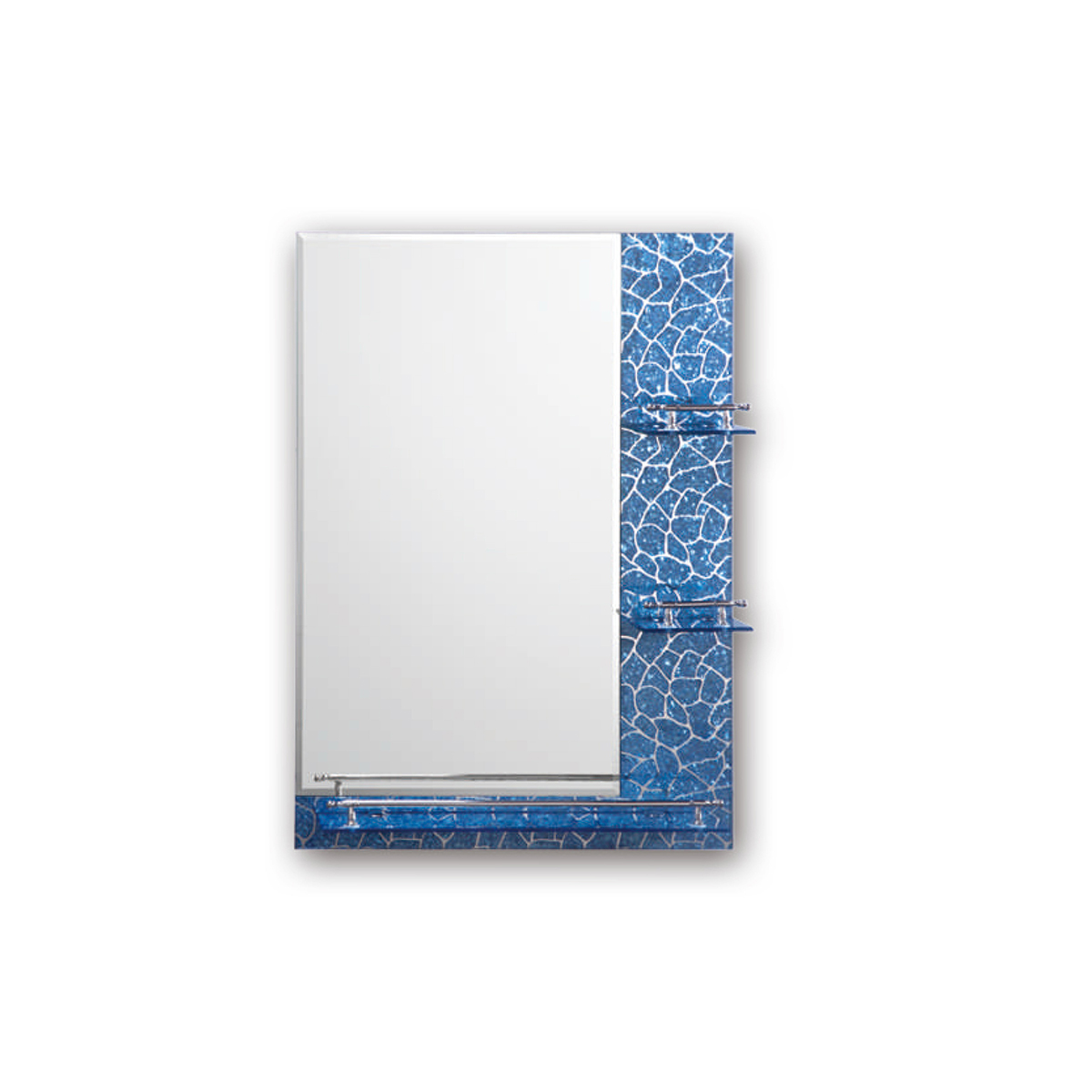 Зеркало f657 прямоугольное с полками 70*50 см, синее (1/5) "frap"