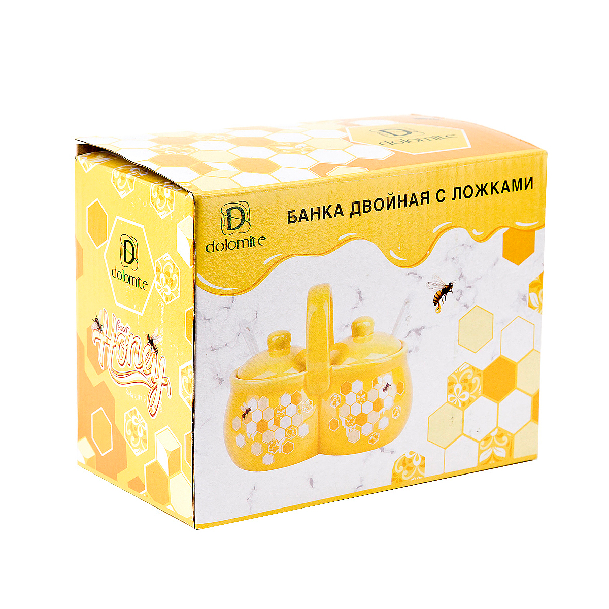 Банка двойная с ложками "honey" 220 мл (1/36) "dolomite" l2520962