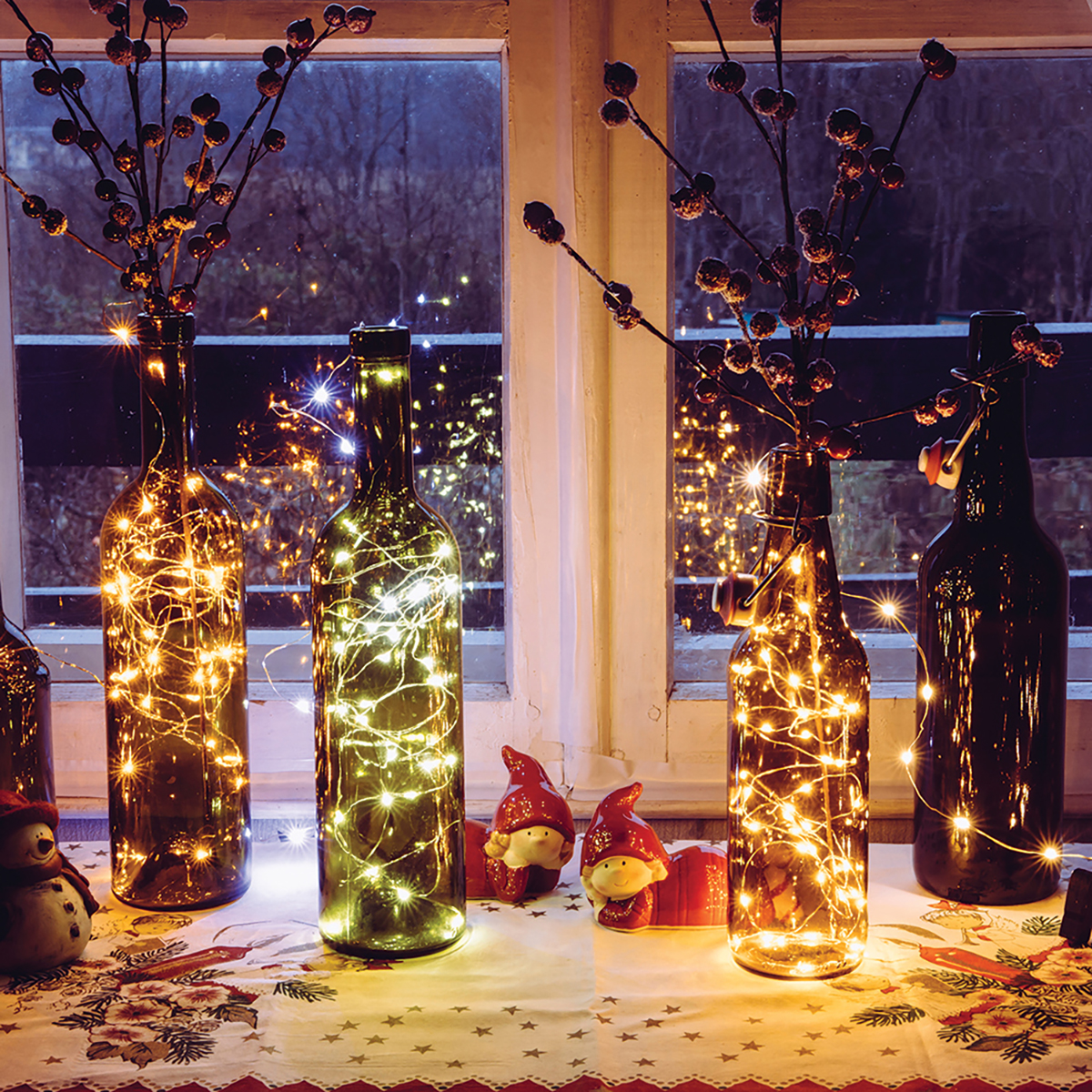 Электрогирлянда "пробка" 1 м, 10 теплых ламп, на батарейках (1/50) "vegas"