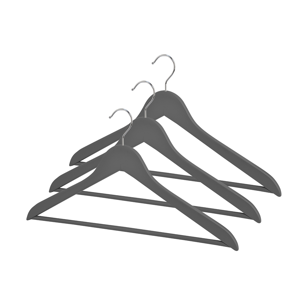 Вешалки для одежды дерев. "japanese black" с перекл. (3 шт.) серые (1/32) "valiant" jb-16601s