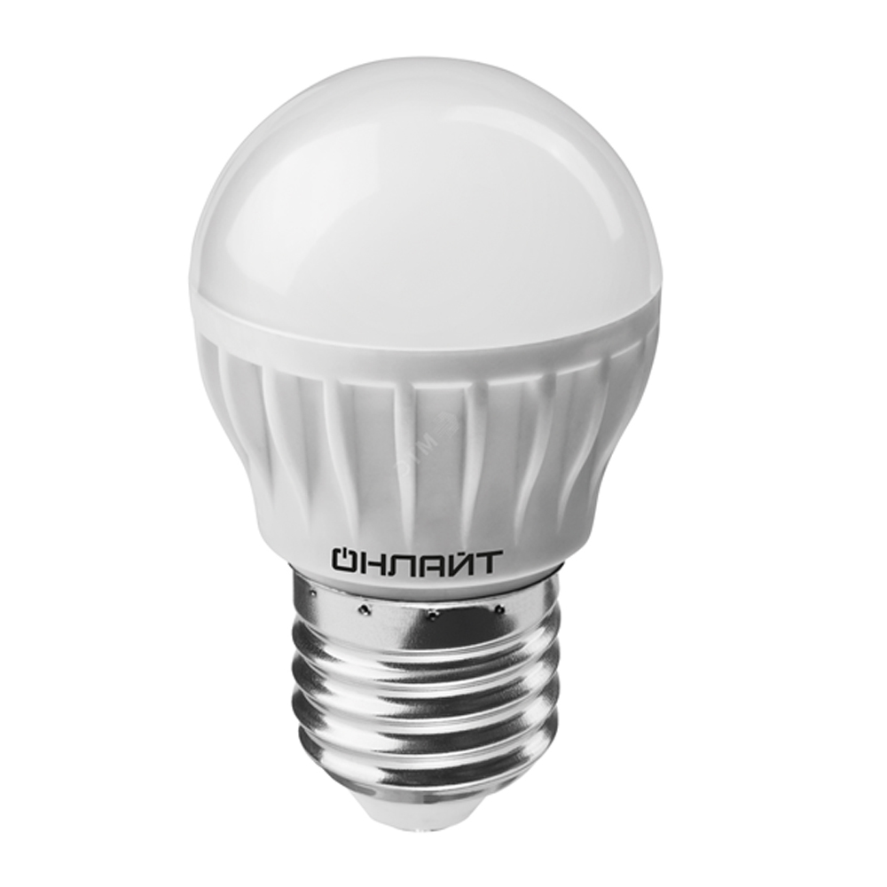 Лампа светодиодная (led)  "онлайт" g45  шар  10w 2700 к  e27, матов., тепл. свет (10/100)  61 968