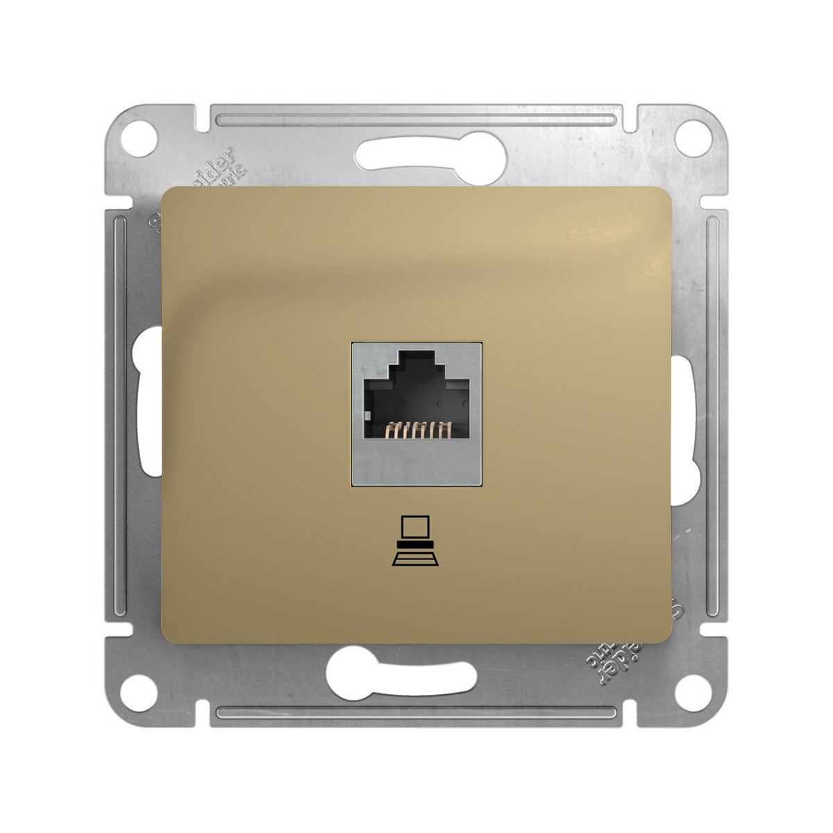 Розетка компьютерная "glossa" 1 местн. rj45 (механизм) титан (1/10/160) "schneider"