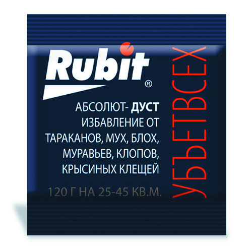 Средство от насекомых дуст-абсолют 120 г пакет (80)  "rubit"