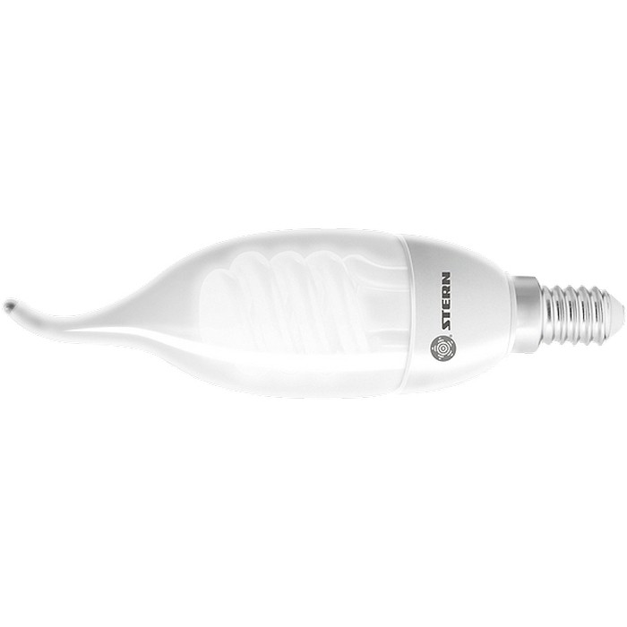 Лампа компактная люминесцентная "свеча на ветру", 9 W, 2700K, E14.8000ч Stern (90961)