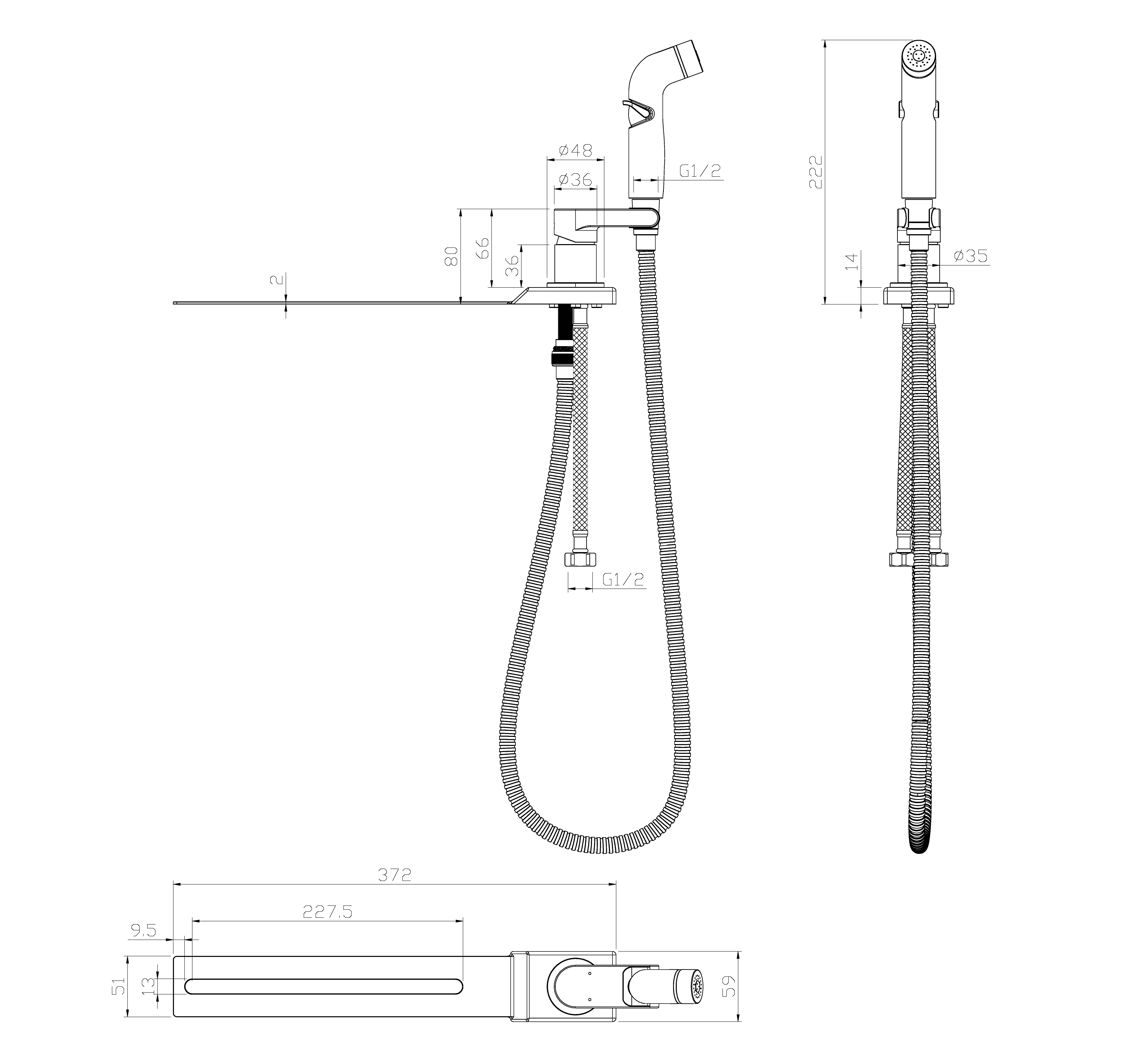 Смеситель с гигиеническим душем "solo"  lm7170cw  (на унитаз) (1/12) "lemark"