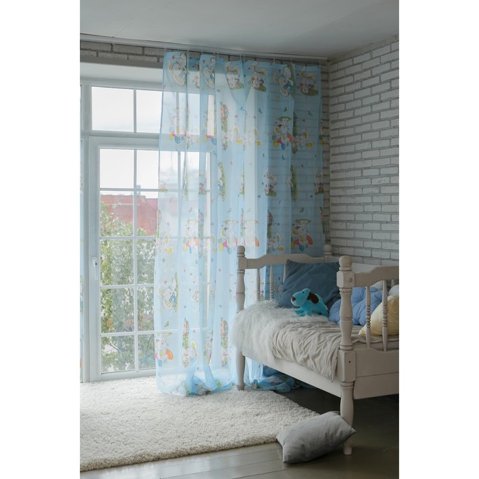 Тюль "веселый зайчик" 135*270 см, голубой (1/16) "этель" 2732419