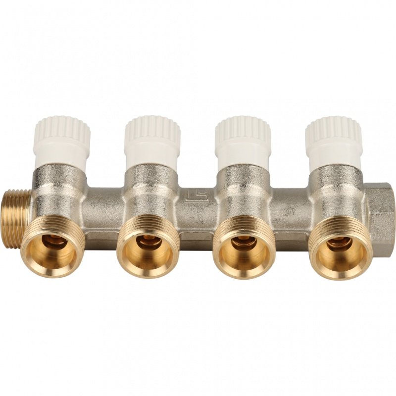 Коллектор 3/4" STOUT с вентилями на 4 выхода 3/4"ЕК