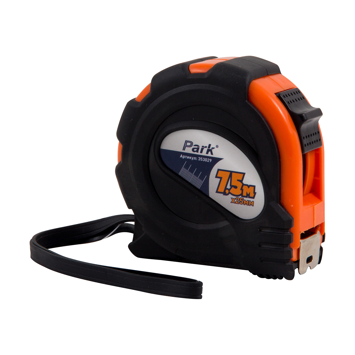 Рулетка с фиксатором прорезин. корпус 7,5 м/25 мм (1/12/48) "park" tm29-7525