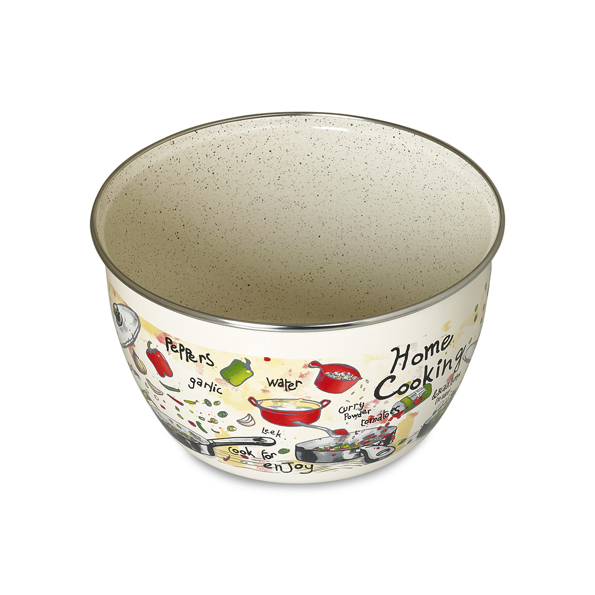 Миска эмалиров. "гурман" 2,4 л, 18 см пласт. крышка (1/4) "metrot"