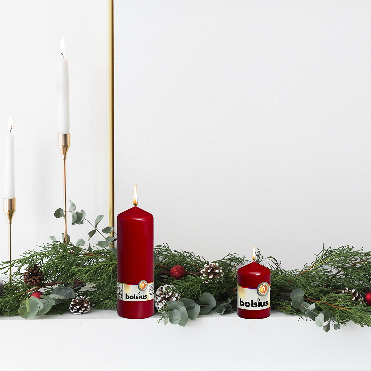 Свеча столбик Bolsius, 200 x 70 мм, темно-красная