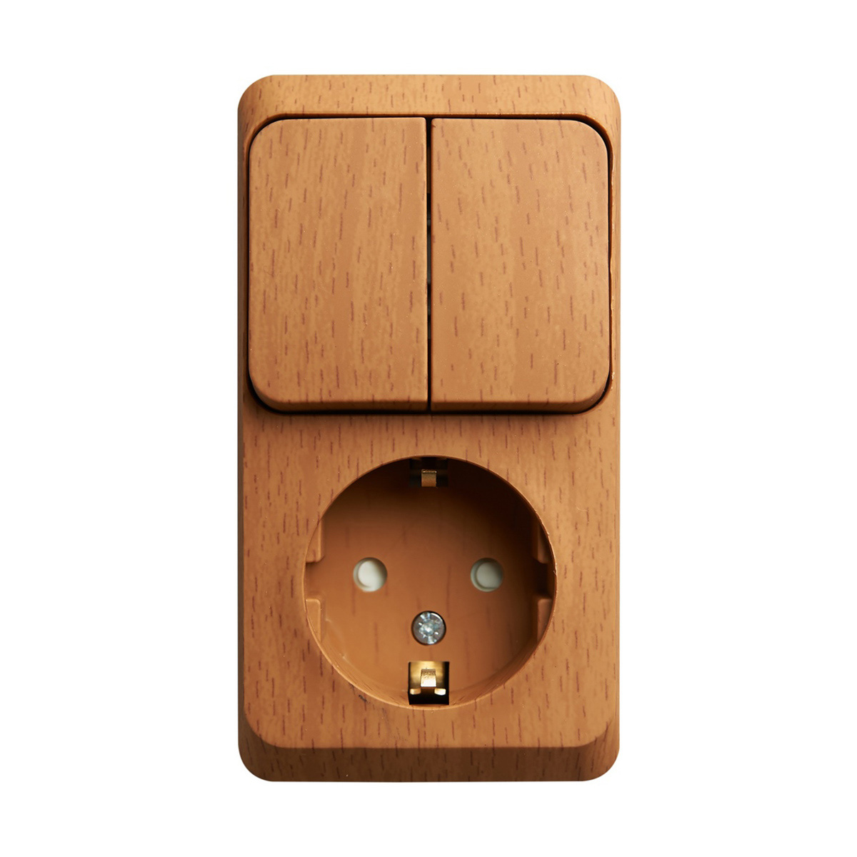 Блок комб. откр. уст. "этюд" 2-х кл. выкл. + розетка с заземл. и шторк., бук (1/10/80) "schneider"