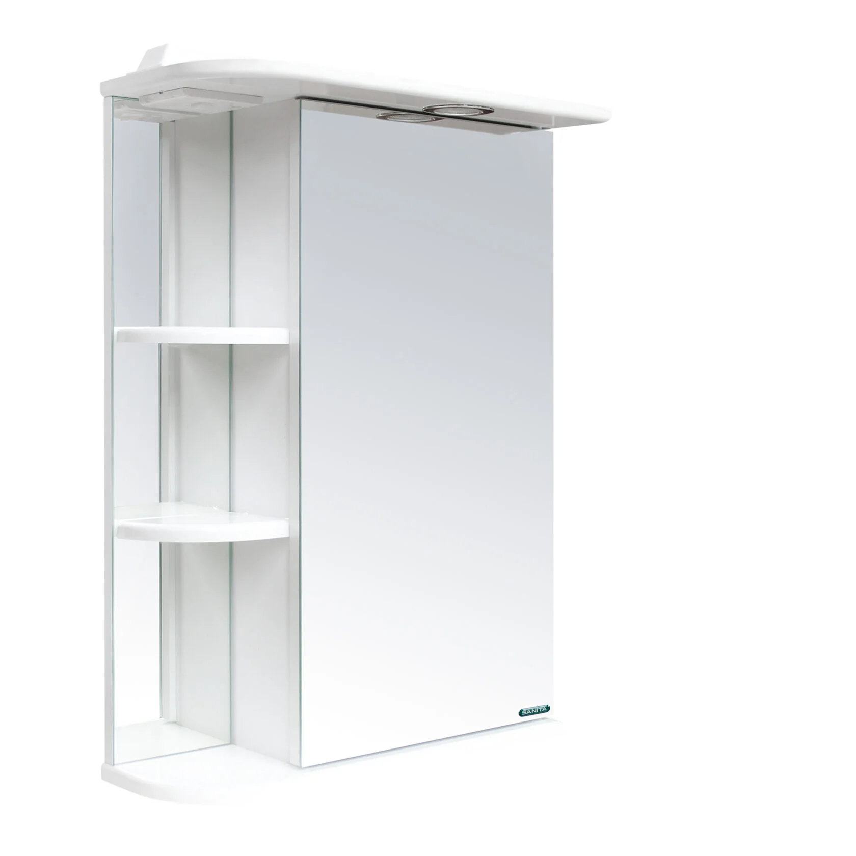 Шкаф с зеркалом для ванной "вега-02" 700*503*235 мм, белый "sanita" vgsamr55018w1