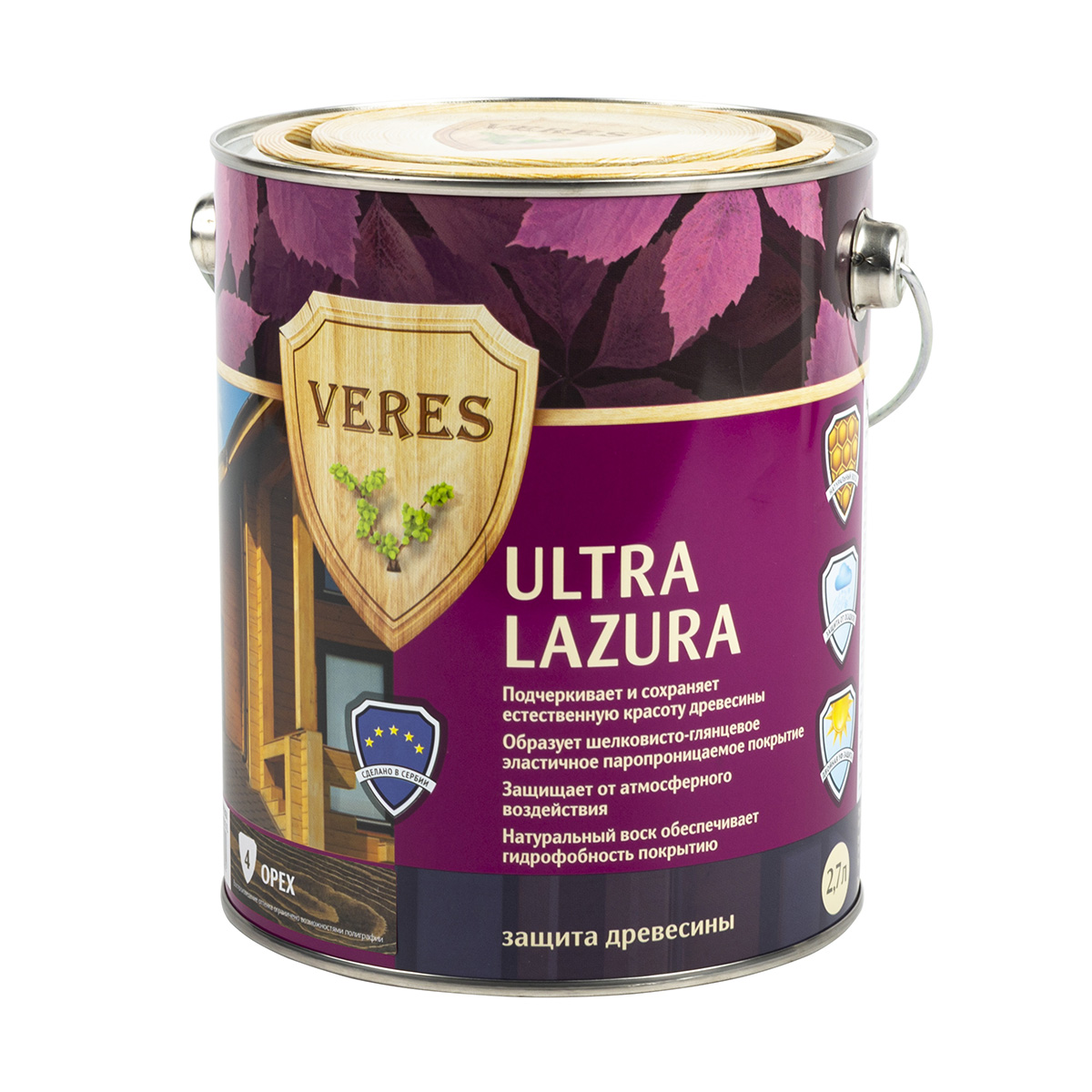 Верес ультра лазура № 4 орех  2,7 л (1/4) "veres"