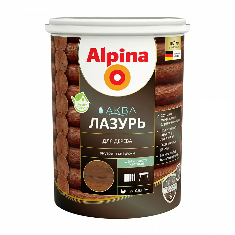 ALPINA Аква Лазурь для дерева, палисандр (0,9л)